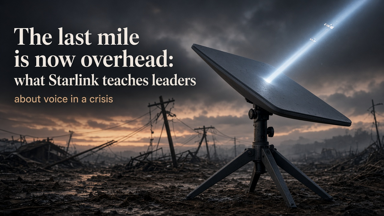 Cover image for The last mile is now overhead: what Starlink teaches leaders about voice in a crisis