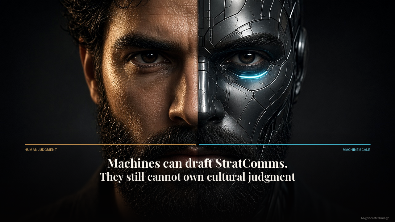 Cover for Machines can draft StratComms. They still cannot own cultural judgment